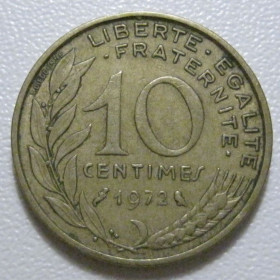 Франція Франция ^/--/^ Франція 10 сантимів 1972 року 43493 ^_^^^ Франция 10 сантимов 1972 года 43493 - фото фото фото
