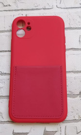 Чохли, бампера Чехлы, бампера ^/--/^ Чохол для iPhone 11, червоний, з кишенею для карт, силіконовий ^_^^^ Чехол для iPhone 11, красный, с карманом для карт, силиконовый - фото фото фото