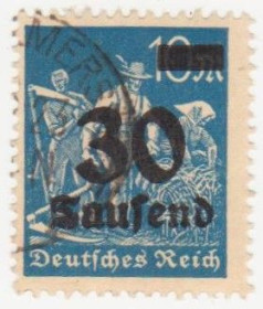Веймарська республіка Веймарская республика ^/--/^ Германия    ( Рейх) 1923 г. №  282 гашеная ^_^^^ Німеччина (Рейх) 1923 р. No 282 гашена - фото фото фото