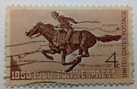Північна Америка Северная Америка ^/--/^ США 1960 Пони экспресс, гашеная ^_^^^ 1960 — Поні експрес, гашена - фото фото фото