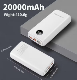 Зовнішні акумулятори (Power Bank) Внешние аккумуляторы (Power Bank) ^/--/^ Портативний Power Bank з хорошим ліхтариком 22.5 /--/ W, супершвидка зарядка,  (білий) 20000 Mah, подвійний USB, Type-C двостороння швидка зарядка ^_^^^ Портативный Power Bank с хорошим фонариком 22.5 /--/ W, суперскорая зарядка, (белый) 20000 Mah, двойной USB, Type-C двусторонняя быстрая зарядка - фото фото фото