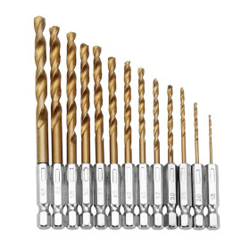 Комплектуючі, витратні матеріали Комплектующие, расходные материалы Свердла Сверла ^/--/^ Набор сверл по металлу Drillpro DB-T /--/ 2 HSS с титановым покрытием       (TiN), 13 шт., 1,5-6,5 мм ^_^^^ Набір свернув по металу Drillpro DB-T /--/ 2 HSS з титановим покриттям (TiN), 13 шт., 1,5-6,5 мм - фото фото фото