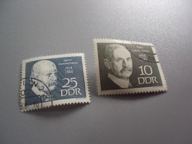 НДР, ФРН ГДР, ФРГ ^/--/^ марки Германия ГДР 1968 личности портрет врач И. Семмельвейс, Ландштейнер лот 2 шт гаш №9659 ^_^^^ марки Німеччина НДР 1968 особистості портрет лікар І.Семмельвейс, Ландштейнер лот 2 шт гаш No /--/ 9659 - фото фото фото