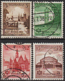 Третій Рейх (-) Третий Рейх (-) ^/--/^ 1938 - Рейх - Спортивний турнір у Бреслау Mi.665-68 _гаш ^_^^^ 1938 - Рейх - Спортивный турнир в Бреслау Mi.665-68 _гаш - фото фото фото