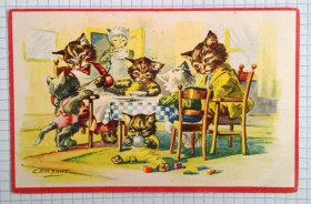 Іноземні Иностранные ^/--/^ Поштова картка Чемні котики. Сніданок. 1951 рік Нідерланди bZ /--/ 04 ^_^^^ Почтовая карточка Чемные котики. Завтрак. 1951 Нидерланды bZ /--/ 04 - фото фото фото
