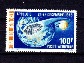 Освоєння космосу Освоение космоса ^/--/^ Космос .  Чад 1968 г  MNH - АПОЛЛО-8 ^_^^^ Космос . Чад 1968 MNH - АПОЛЛО-8 - фото фото фото
