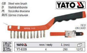 Інший інструмент Другой инструмент ^/--/^ Щетка YATO нержавейка 4 ряда l /--/ 290 мм YT-6339 ^_^^^ Польща нержавійка 4 ряди l /--/ 290 мм YT-6339 - фото фото фото