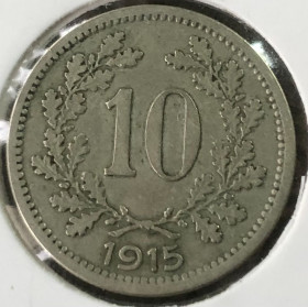 Австро-Угорщина Австро-Венгрия ^/--/^ Австро -Угорщина. 10 геллерів 1915 р. ^_^^^ Австро-Венгрия. 10 геллеров 1915 г. - фото фото фото