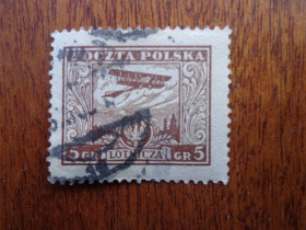 Польща Польша ^/--/^ Польша,  1925, авиапочта - самолет над Варшавой, гаш. серия ^_^^^ Польща, 1925, авіапошта - літак над Варшавою, гаш. серія - фото фото фото