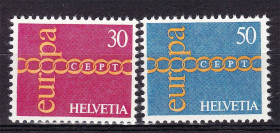Швейцарія Швейцария ^/--/^ Швейцария / Helvetia  1971 г  MNH -  ЕВПРПА СЕПТ / EUROPA  CEPT - желтая флуоресценция ^_^^^ Швейцарія / Helvetia 1971 р MNH - ЄВПРПА СЕПТ / EUROPA CEPT - жовта флуоресценція - фото фото фото