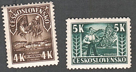 Чехословаччина Чехословакия ^/--/^ Чехословакия  (1945) Первая годовщина Словацкого восстания ^_^^^ Чехословаччина (1945) Перша річниця Словацького повстання - фото фото фото