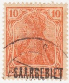 Веймарська республіка Веймарская республика ^/--/^ Германия     ( Саар)   1920  г. № 45 гашеная ^_^^^ Німеччина (Саар) 1920 р. No 45 гашена - фото фото фото