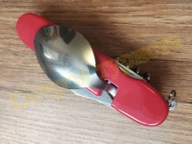 Ножі, мультітули Ножи, мультитулы ^/--/^ Набір туристичний складний Red ніж ложка вилка штопор відкривачка шило 18.5 см ^_^^^ Набор туристический сложный Red чем ложка вилка штопор открывательница шило 18.5 см - фото фото фото