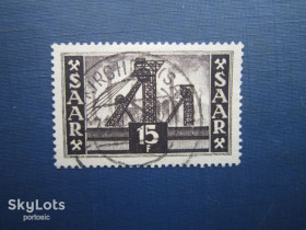 Інше Другое ^/--/^ Марка Германия Саар 1953 шахта 15 фр чёрная гаш ^_^^^ Марка Німеччина Саар 1953 шахта 15 фр чорна гаш - фото фото фото