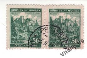 Чехословаччина Чехословакия ^/--/^ Богемия и Моравия 40 A /--/ 11 50 /--/ h dkbl grn сцепка Замок ^_^^^ Богемія і Моравія 40 A /--/ 11 50 /--/ h dkbl grn зчіпка Замок - фото фото фото
