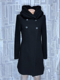 Пальто Пальто ^/--/^ Жіноче пальто Zara Basic розмір S 42-44 розмір чорне вовна 70% комір капюшон трансформер демісезон осінь весна жіночий верхній одяг ідеальний стан - фото фото фото