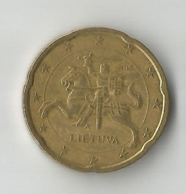 Литва Литва ^/--/^ 20 евроцентов 2015 года, отчеканенная в Литве. ^_^^^ 20 євроцентів 2015 року, викарбувана в Литві. - фото фото фото