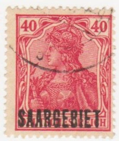 Веймарська республіка Веймарская республика ^/--/^ Германия        ( Саар)   1920  г. № 48 гашеная ^_^^^ Німеччина (Саар) 1920 р. No 48 гашена - фото фото фото