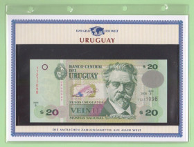 Уругвай Уругвай ^/--/^ УРУГВАЙ банкнота 20 песо UNC из серии «Das Geld Der Welt» + сертификат + альбомный лист ^_^^^ УРУГВАЙ банкнота 20 песо UNC з серії «Das Geld Der Welt» + сертифікат + альбомний лист - фото фото фото