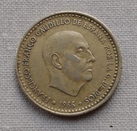 Іспанія Испания ^/--/^ Испания 1 песета, 1966 г, 70 внутри звезды ^_^^^ Іспанія 1 песета, 1966 р, 70 всередині зірки - фото фото фото
