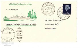 Тематичні колекції Тематические коллекции ^/--/^ Флот. Нидерланды 1957 г  ХМК -СГ - судовое гашение  - круизный лайнер STATENDAM - ( фото судна - вне лота , для наглядности) - 3 скана ^_^^^ Флот. Нідерланди 1957 р ХМК -СГ - суднове гасіння - круїзний лайнер STATENDAM - ( фото судна - поза лотом, для наочності) - 3 скана - фото фото фото