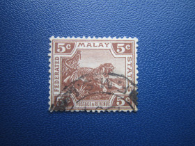 Фауна Фауна ^/--/^ Марка Малайська федерація   (Малайзія) 1922 фауна тигр білий папір коричнева ВЗ корона гаш ^_^^^ Марка Малайская федерация (Малайзия) 1922 фауна тигр белая бумага ВЗ корона гаш - фото фото фото