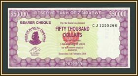 Зімбабве Зимбабве ^/--/^ Зимбабве 50000 долларов 2006 P-29 UNC ^_^^^ Зімбабве 50000 доларів 2006 P-29 UNC - фото фото фото