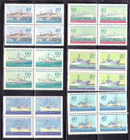 Транспорт Транспорт ^/--/^ Флот . СССР 1959 г  MNH - квартблоки - пассажирские суда - ^_^^^ СРСР 1959 MNH - квартблоки - пасажирські судна - фото фото фото