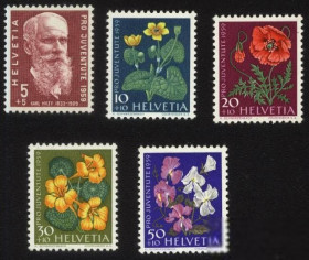 Швейцарія Швейцария ^/--/^ Швейцария 1959 г № 681‑685 ** серия ^_^^^ Швейцарія 1959 р No 681‐685 ** серія - фото фото фото