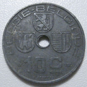 Бельгія Бельгия ^/--/^ Бельгія 10 сантимів 1943 року Belgie - Belgique 42197 ^_^^^ Бельгия 10 сантимов 1943 года Belgie - Belgique 42197 - фото фото фото