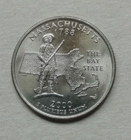 Обігові Обиходные ^/--/^ США 25 центов  2000 D  Массачусетс  UNC ^_^^^ США 25 центів 2000 D Массачусетс UNC - фото фото фото