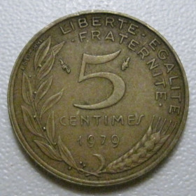 Франція Франция ^/--/^ Франція 5 сантимів 1979 року 41952 ^_^^^ Франция 5 сантимов 1979 года 41952 - фото фото фото