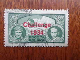 Польща Польша ^/--/^ Польша, 1934, авиация - надпечатка  ( летчики Звирко и Вигура ) , гаш. КЦ 5 евро ^_^^^ Польща, 1934, авіація - надпечатка ( льотчики Звірко і Вігура), гаш. КЦ 5 євро - фото фото фото