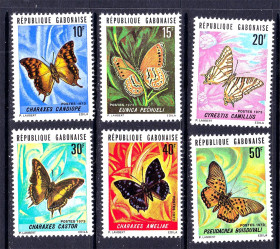 Фауна Фауна ^/--/^ Фауна . Габон / Gabon  1973 г MNH - бабочки ^_^^^ Габон / Gabon 1973 MNH - метелики - фото фото фото