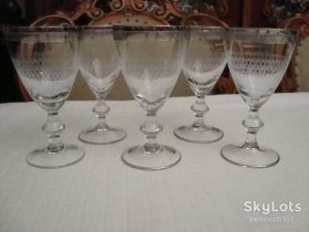Кухонне начиння, посуд, столове срібло Кухонная утварь, посуда, столовое серебро ^/--/^ Старинные Бокалы Фужеры Набор 5 шт Хрусталь Германия №Д /--/ 30 ^_^^^ Набір 5 шт Хрусталь Німеччина NoД /--/ 30 - фото фото фото
