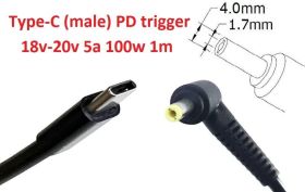 Інше Другое ^/--/^ Кабель-переходник триггер PD 18-20 /--/ v Type-C (max 5 /--/ a, 100 /--/ w) на 4.0 /--/ x /--/ 1.7 /--/ mm 1 /--/ m з USB Type-C (male) Power  - фото фото фото