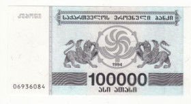 Грузія Грузия ^/--/^ Грузия 100000 купонов лари UNC 1994 ^_^^^ Грузія 100000 купонів ларі UNC 1994 - фото фото фото
