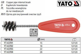 Інші інструменти Другие инструменты ^/--/^ Щетка YATO для внутренней чистки труб 22 мм YT-63703 ^_^^^ Польща для внутрішньої чистки труб 22 мм YT-63703 - фото фото фото