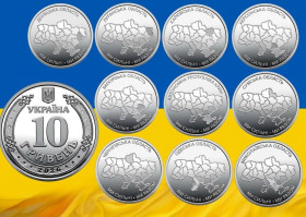 Інше Другое ^/--/^ Набір із 10 монет: Ми сильні. Ми разом. Херсонська, Харківська, Запорізька, Донецька, Луганська, Крим, Сумська, Чернігівська, Миколаївська та Одеська області ^_^^^ Набор из 10 монет: Мы сильны. Мы вместе. Херсонская, Харьковская, Запорожская, Донецкая, Луганская, Крым, Сумская, Черниговская, Николаевская и Одесская области - фото фото фото