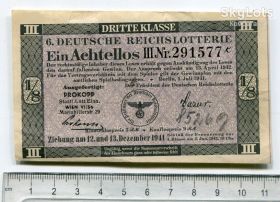 Акції, облігації, лотереї Акции, облигации, лотереи ^/--/^ Німецька райхслотерея. 1941 р. ^_^^^ Немецкая райхслотерея. 1941 г. - фото фото фото