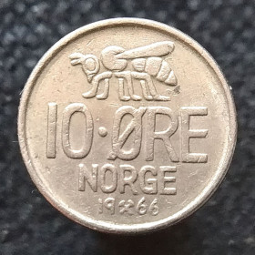 Норвегія Норвегия ^/--/^ Норвегія 10 ере, 1966 ^_^^^ Норвегия 10 эре, 1966 - фото фото фото
