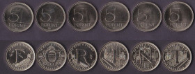 Угорщина Венгрия ^/--/^ Набор Венгрия 6 монет 5 форинтов 2021 ^_^^^ Угорщина 6 монет 5 форинтів 2021 - фото фото фото
