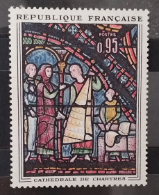 Мистецтво Искусство ^/--/^ Франция 1963 г -  Искусство, витраж Кафедральный собор в Шартре ^_^^^ 1963 — Мистецтво, вітраж Кафедральний собор у Шартрі - фото фото фото