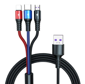 Кабелі Кабели ^/--/^ USB-кабель Super Charge 3 в 1 для iPhone Micro USB type-C 1.2 /--/ m - фото фото фото