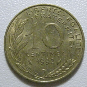 Франція Франция ^/--/^ Франція 10 сантимів 1992 року 43551 ^_^^^ Франция 10 сантимов 1992 года 43551 - фото фото фото