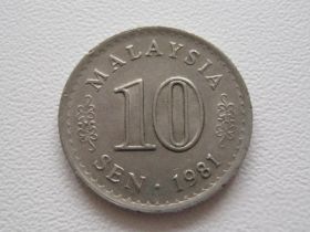 Малайзія Малайзия ^/--/^ Малайзия 10 сенов 1981 года 21904 ^_^^^ Малайзія 10 сенів 1981 року 21904 - фото фото фото