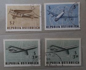 Транспорт Транспорт ^/--/^ Австрия 1968 г - Самолеты - Международная выставка авиапочты  (IFA) Вена ^_^^^ 1968 — Літаки — Міжнародна виставка авіапошти (IFA) Відень - фото фото фото