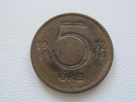 Швеція Швеция ^/--/^ Швеция 5 эре 1972 года 16611 ^_^^^ Швеція 5 ери 1972 16611 - фото фото фото