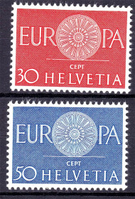 Малі Держави Європи Малые Государства Европы ^/--/^ Швейцария / Helvetia 1960 г MNH  - ЕВРОПА СЕПТ - ^_^^^ Швейцарія / Helvetia 1960 MNH - Європа СЕПТ - фото фото фото