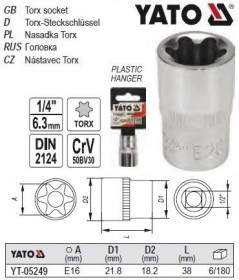 Викрутки Отвертки ^/--/^ Головка торцевая TORX E /--/ 16 1/2 YATO YT-05249 ^_^^^ Головка торцева TORX E /--/ 16 1/2&amp;quot; Польща YATO YT-05249 - фото фото фото